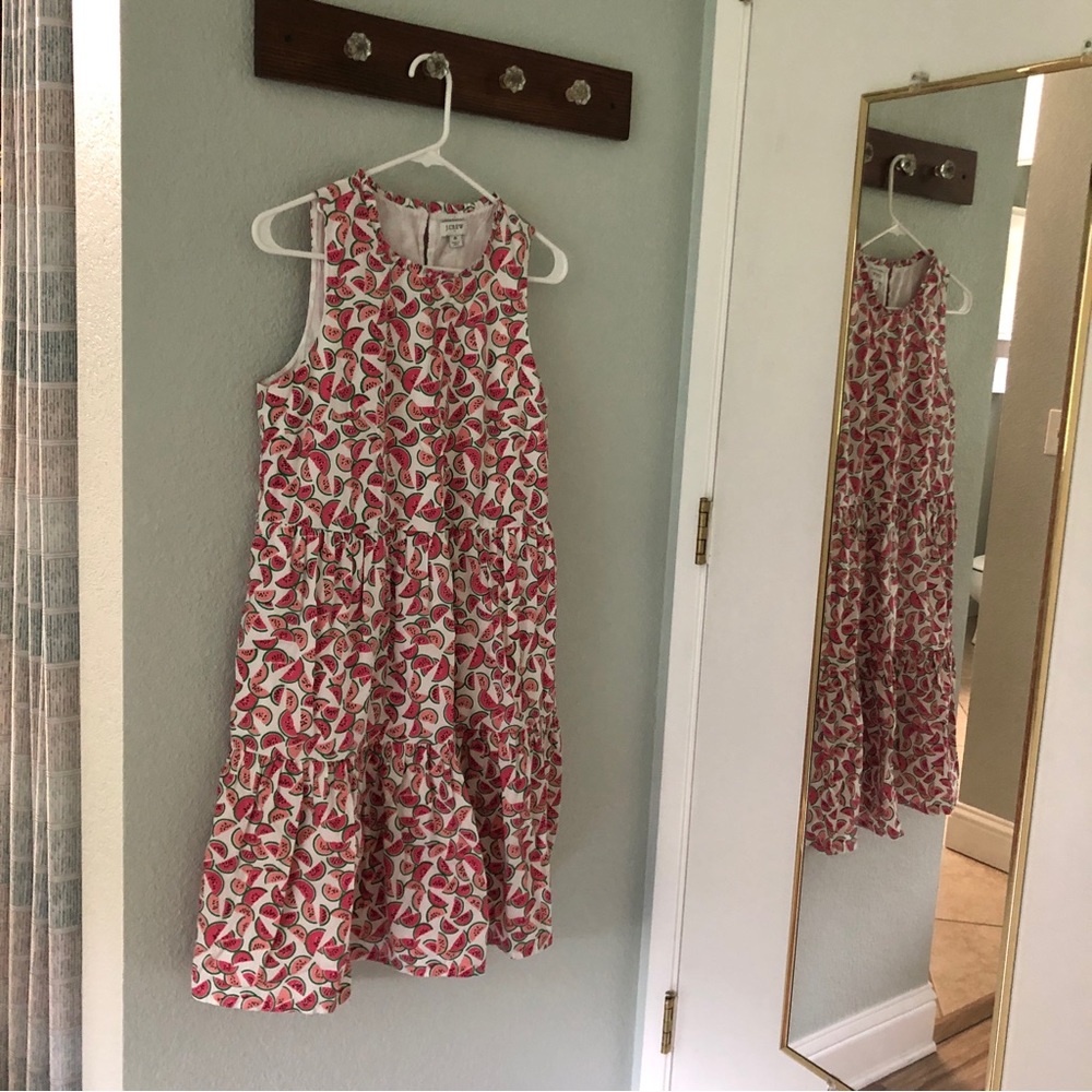 J Crew sleeveless tiered watermelon dress, size 6